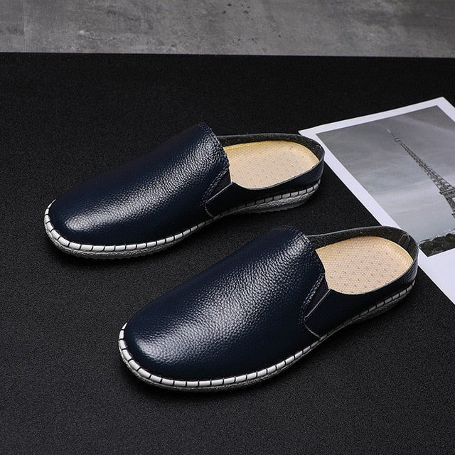 Big size 38-47 Designer Slip on Men Casual Shoes Brand High Quality 2020 Leather Slipper Loafers outdoor Half Shoes For Men - LiveTrendsX