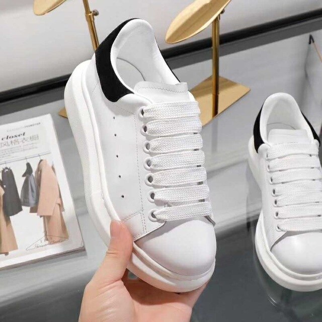 Fashion Designer Luxury Breathble Shoes Lop Top White Platform Shoes Women Real Leather Women Lace Up Casual Shoes Brand Sneaker - LiveTrendsX