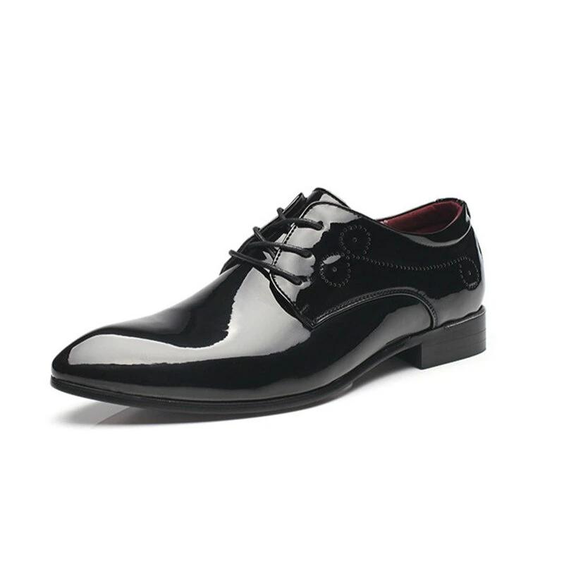 Spring and Summer New Bright Leather Men's Shoes Leather Shoes Korean Version of the Pointed Tie with Tide Shoes - LiveTrendsX
