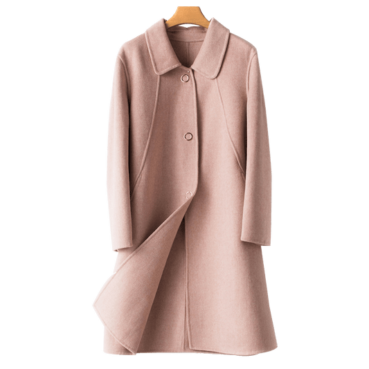 Winter Thick Long Woolen Coat Women Turn-down Collar Overcoat Vintage Manteau Femme Elegant Classic Cashmere Wool Coats - LiveTrendsX