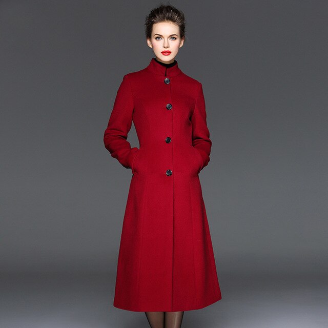 Plus Size Women Long Coat Autumn Thick Warm Woolen Jacket New Mandarin Collar Slim Wool Coats Women's Outwear S-XXXL - LiveTrendsX