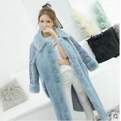 Winter Real Sheep Wool Fur Coats Ladies Printed Sheep Shearing Long Warm Jackets women's down coat stitching velvet fur long coa - LiveTrendsX