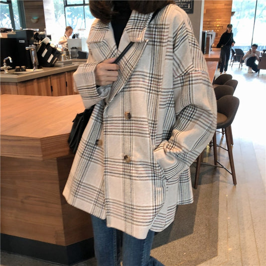 Women Autumn Winter Plaid Trench Coat Long Clothes Overcoat with Cotton Inside Plus Size Manteau Femme Casaco Feminino - LiveTrendsX