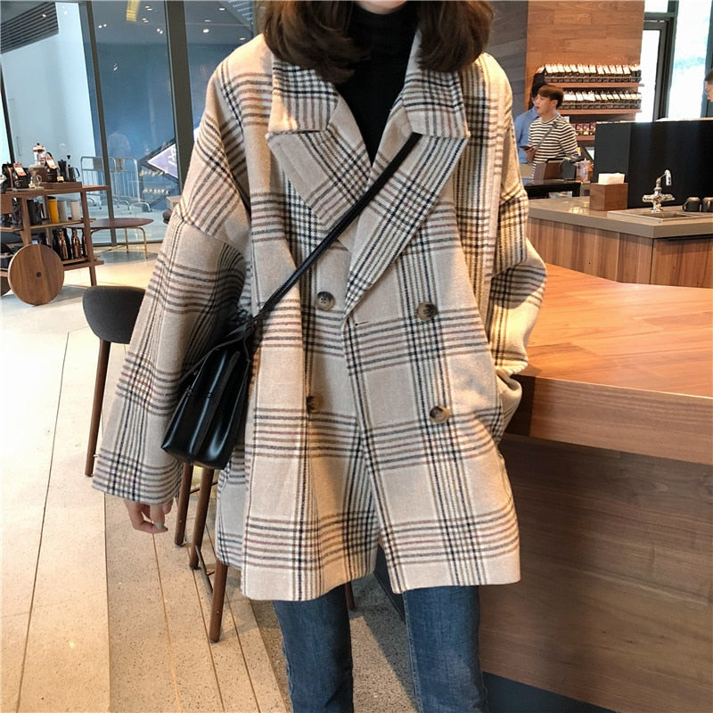 Women Autumn Winter Plaid Trench Coat Long Clothes Overcoat with Cotton Inside Plus Size Manteau Femme Casaco Feminino - LiveTrendsX