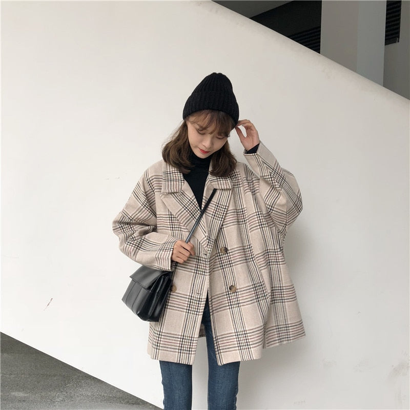 Women Autumn Winter Plaid Trench Coat Long Clothes Overcoat with Cotton Inside Plus Size Manteau Femme Casaco Feminino - LiveTrendsX