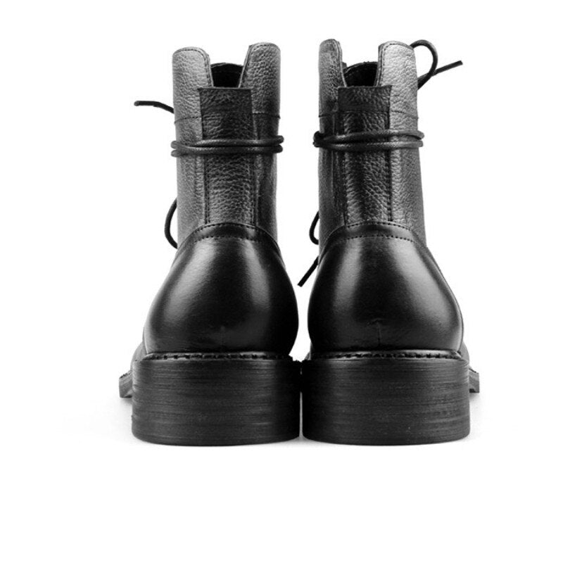 Men  Lace-Up Cow Leather Cowboy Boots