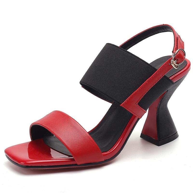 Women Pumps Genuine Leather Concise Sandals Strange Style High Heels Buckle Strap Novelty Sandals Summer Shoes Woman - LiveTrendsX