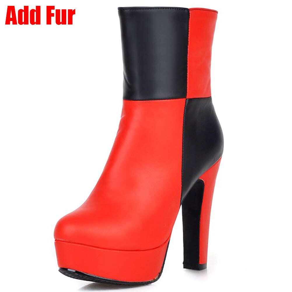 New 34-48 Western Concise Platform Booties Ladies Party mixed-color Ankle Boots Women 2020 High Heels Shoes Woman - LiveTrendsX