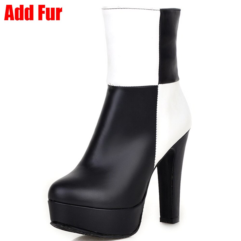 New 34-48 Western Concise Platform Booties Ladies Party mixed-color Ankle Boots Women 2020 High Heels Shoes Woman - LiveTrendsX