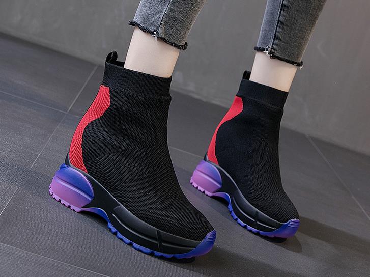 Increased socks shoes women's platform  spring and autumn new wild super fire cake bottom high to help Martin boots tide - LiveTrendsX