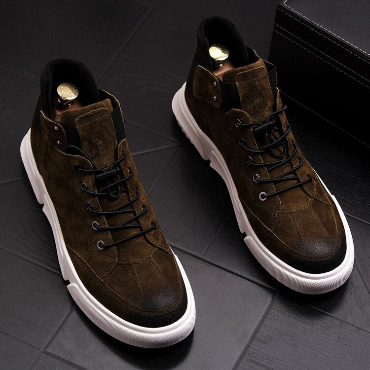 New Men Fashion Casual Ankle Boots Spring Autumn Thick Bottom High Top ...