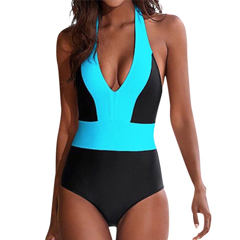 One-Piece Swimsuit Women One Piece Swimsuit Push Up Bandage Swimwear Monokini Bathing Suit bodysuit Color matching - LiveTrendsX