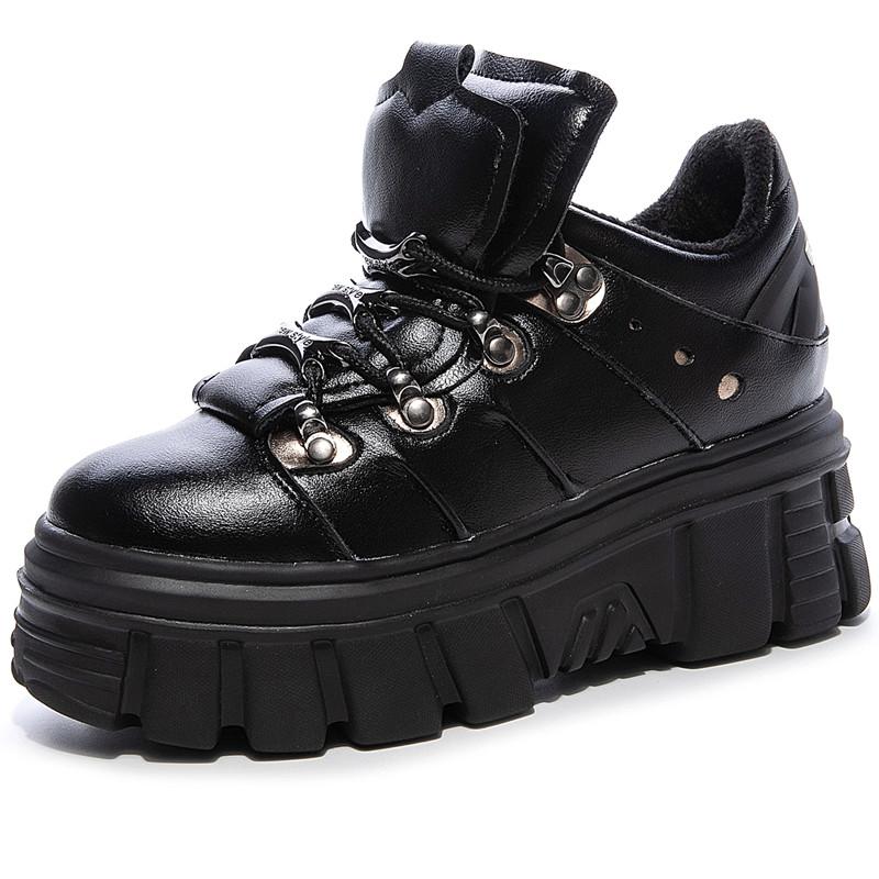 Genuine Leather Women's Chunky Sneakers Fashion Brand Style Winter Women Platform Shoes Trainers Lady Footwear - LiveTrendsX