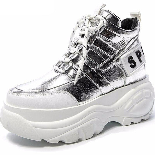 Women's Chunky Sneakers Fashion Brand Women Platform Sneaker Comfort  Casual Woman Dad Shoes Ladies Footwear Silver - LiveTrendsX