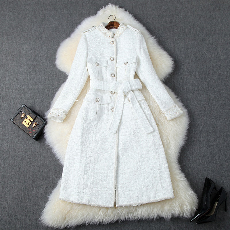 HIGH QUALITY Newest 2020 Fall Winter Designer Coat Women's Wool Blend Tweed Long Coat Overcoat - LiveTrendsX