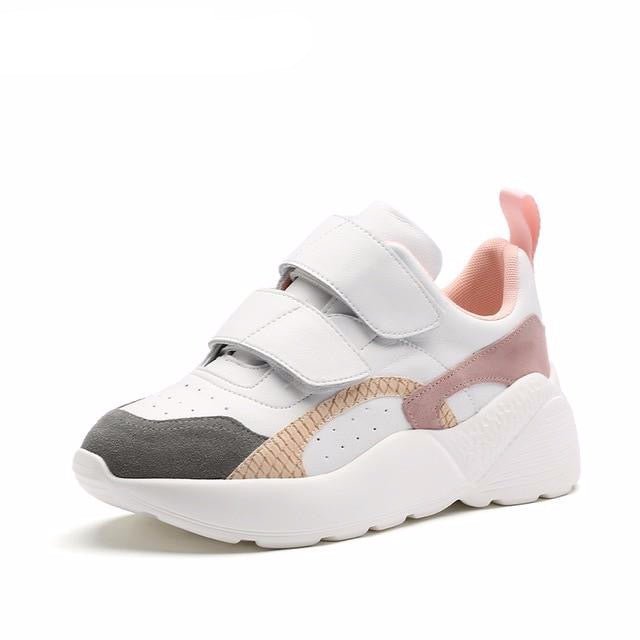 Women Flat Platform Shoes Spring fashion casual Thick bottom Chunky Sneakers Ladies Shoes White pink - LiveTrendsX