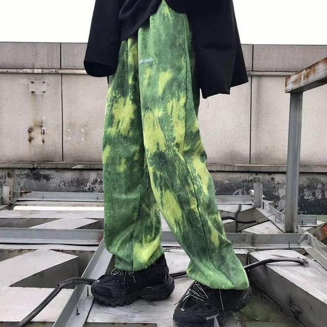 Elastic Waistband Loose Harem Embroidery Tie Dye Contrast Jogger Pant Women Man Streetwear Korean Harajuku Punk Hip Hop - LiveTrendsX