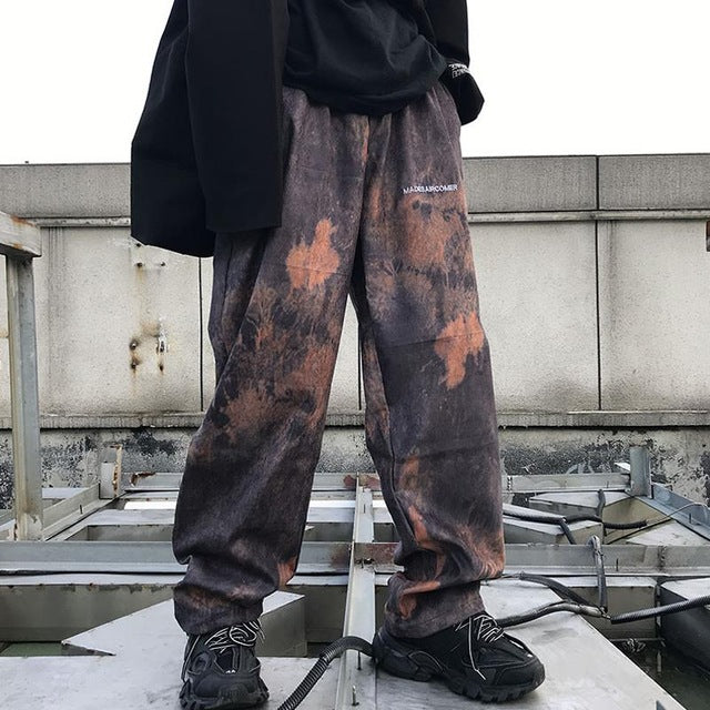 Elastic Waistband Loose Harem Embroidery Tie Dye Contrast Jogger Pant Women Man Streetwear Korean Harajuku Punk Hip Hop - LiveTrendsX