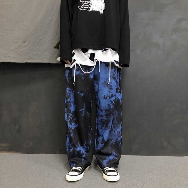 Elastic Waistband Loose Harem Embroidery Tie Dye Contrast Jogger Pant Women Man Streetwear Korean Harajuku Punk Hip Hop - LiveTrendsX