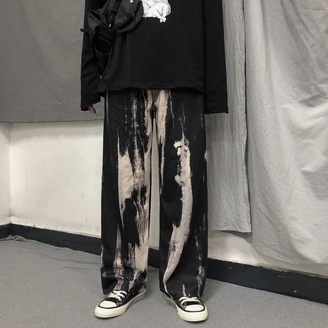 Elastic Waistband Loose Harem Embroidery Tie Dye Contrast Jogger Pant Women Man Streetwear Korean Harajuku Punk Hip Hop - LiveTrendsX