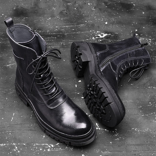 Mens Genuine Leather Lace Up Work Boots