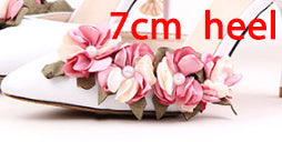 Shoes Adults Sandals Wedding Pink Silks Satins Bridal Shoes Pointed Toe Ultra High Heels Lace Flower Pearl Formal Dress Shoes - LiveTrendsX