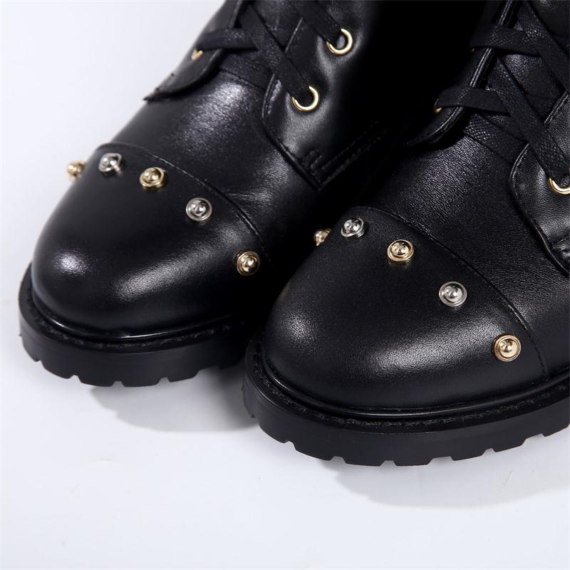 Women Winter Punk Shoes Women Genuine Leather Bota Feminina High Quality Botas Mujer Combat Military Boots Rivets - LiveTrendsX