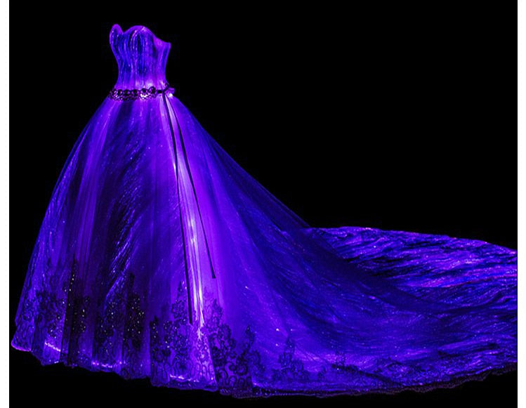 Romantic Customized Night Glow In Dark Luminous Wedding Dress Annual Dinner 7 Variable Color Rainbow Model Fashion Runway Show - LiveTrendsX