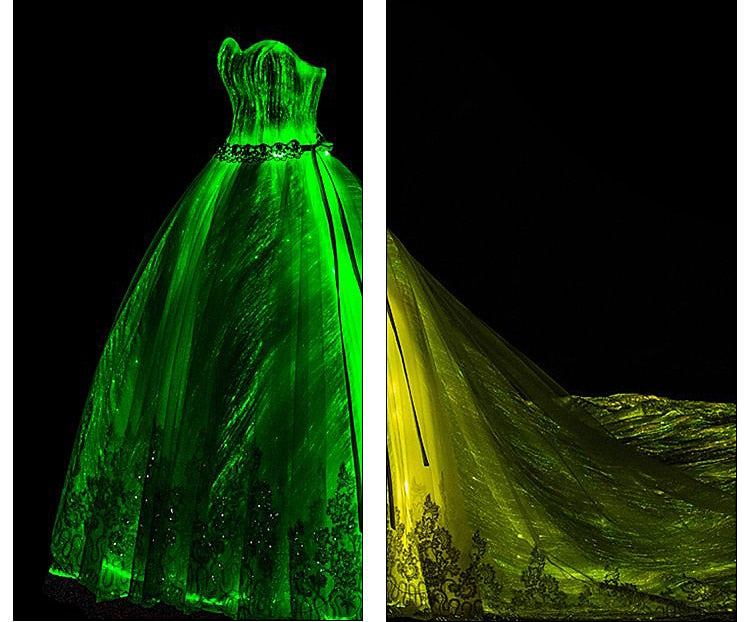 Romantic Customized Night Glow In Dark Luminous Wedding Dress Annual Dinner 7 Variable Color Rainbow Model Fashion Runway Show - LiveTrendsX