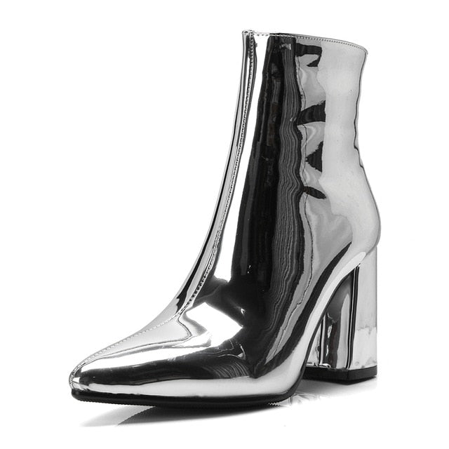 Sliver Gold Women Ankle Boots