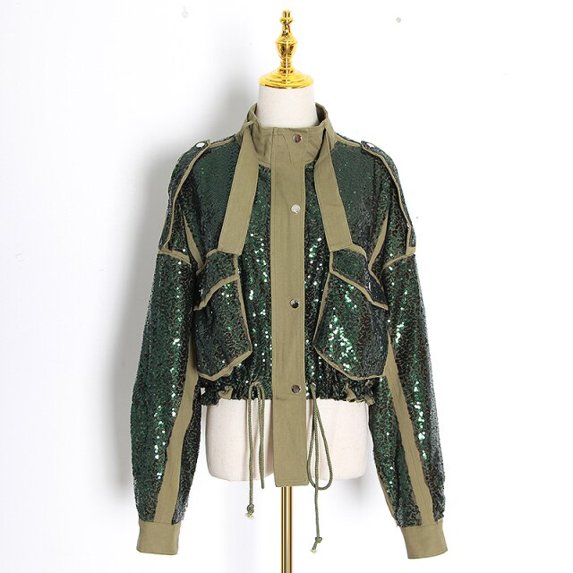 Patchwork Sequin Jackets For Women