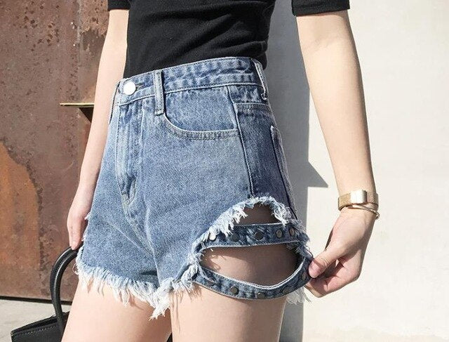 denim shorts women high waist loose jeans - LiveTrendsX