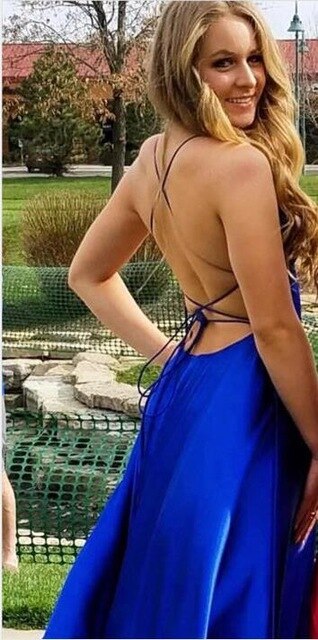 Sexy Dark Green Satin Evening Dress Slit Backless Prom Dress Halter Straps Back Evening Gowns Party Dress - LiveTrendsX