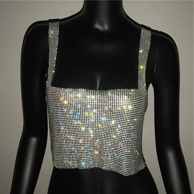 Bling Rhinestones Party Crop Top Fashion - LiveTrendsX