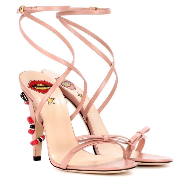 Gold Metal Snake Around Heel Sexy Sandals Women