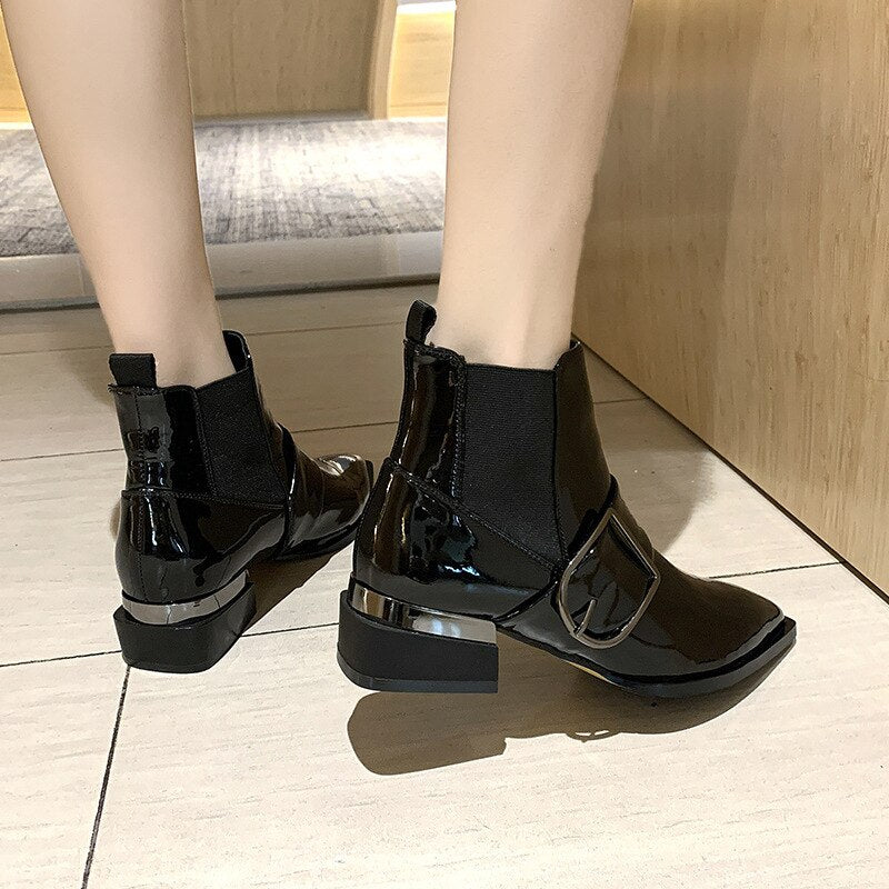 Women Low Heel Shoes Fashion Black Pure Color