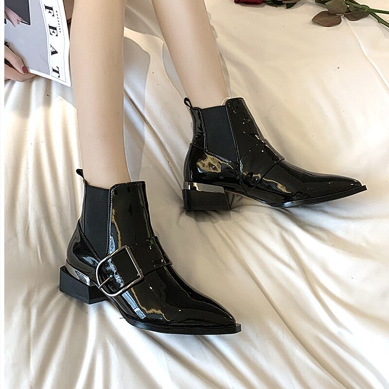 Women Low Heel Shoes Fashion Black Pure Color