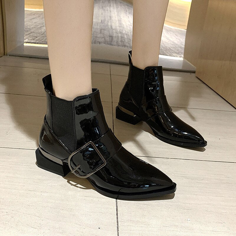 Women Low Heel Shoes Fashion Black Pure Color