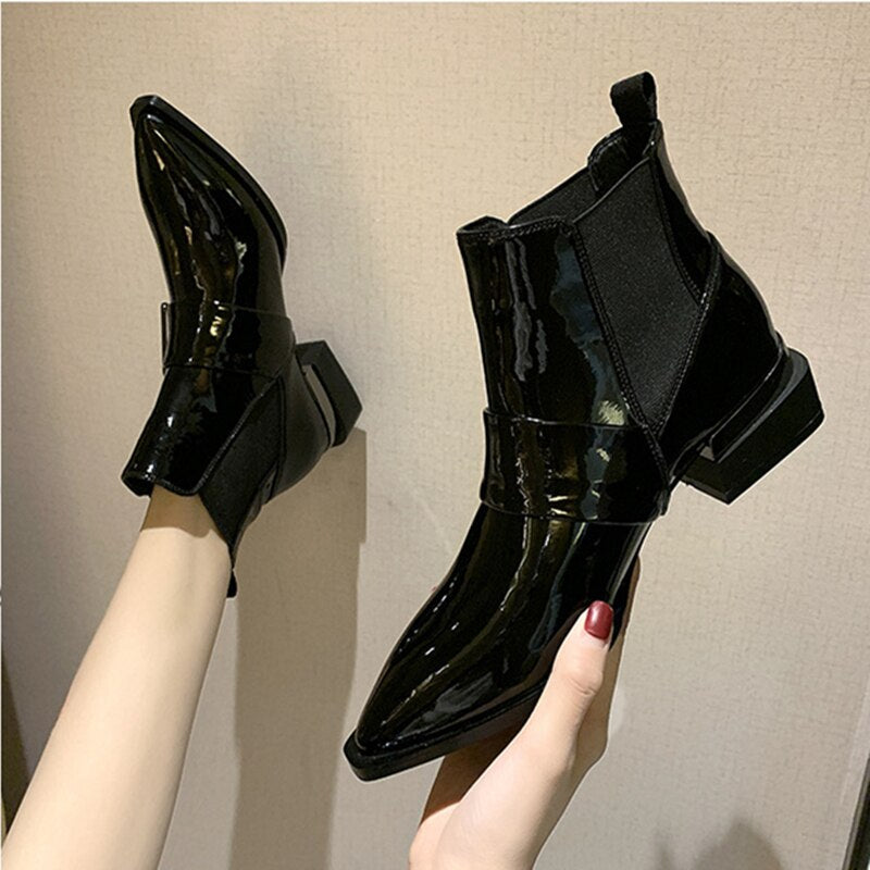 Women Low Heel Shoes Fashion Black Pure Color