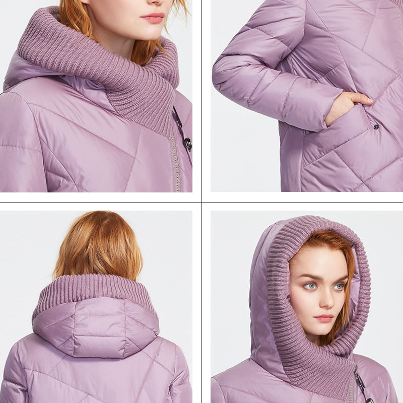 thick cotton long fashion down jacket woman