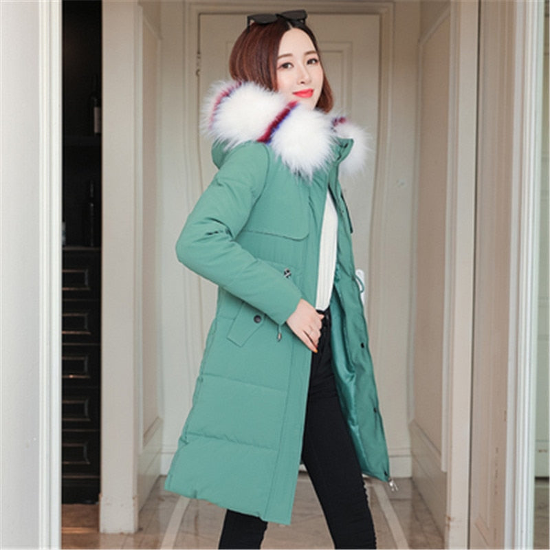 Fashionable women's winter warm hooded cotton winter jacket solid color long-sleeved jacket ladies Women's cotton coat - LiveTrendsX