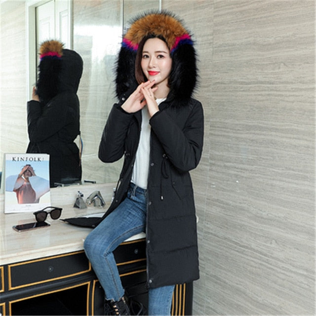 Fashionable women's winter warm hooded cotton winter jacket solid color long-sleeved jacket ladies Women's cotton coat - LiveTrendsX