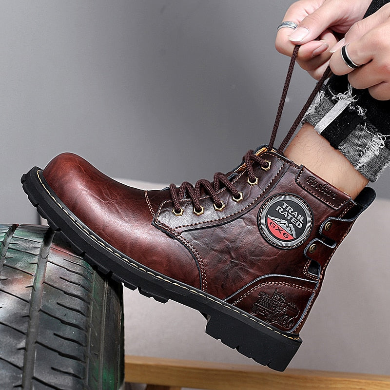 Motorcycle Genuine Leather Men Boots