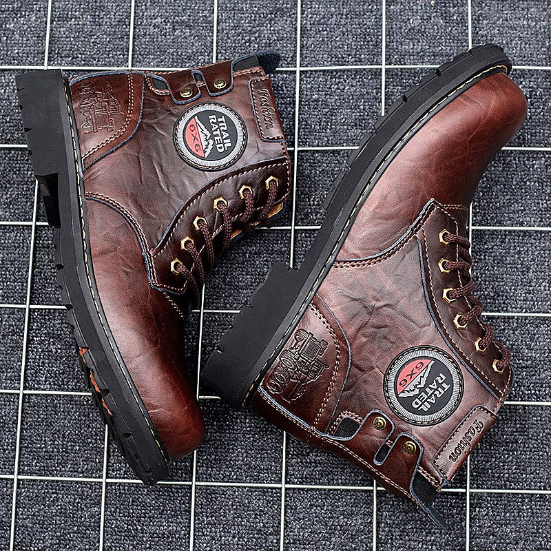 Motorcycle Genuine Leather Men Boots