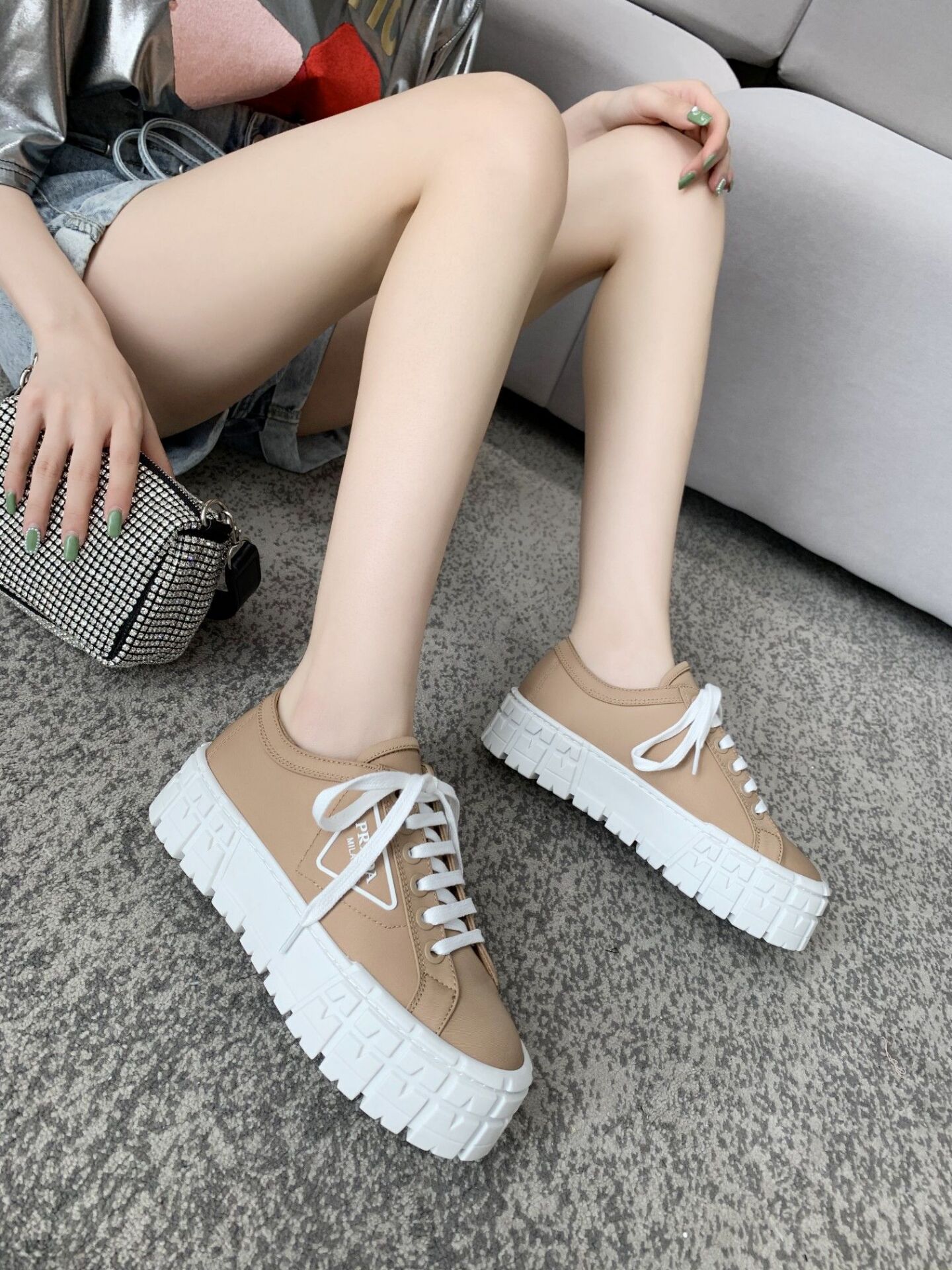 Women's Vulcanized Shoes Fashion Brand Nylon Cloth Shoes 2020 Spring Autumn New Round Head Thick Bottom Sports Lace White Shoes - LiveTrendsX