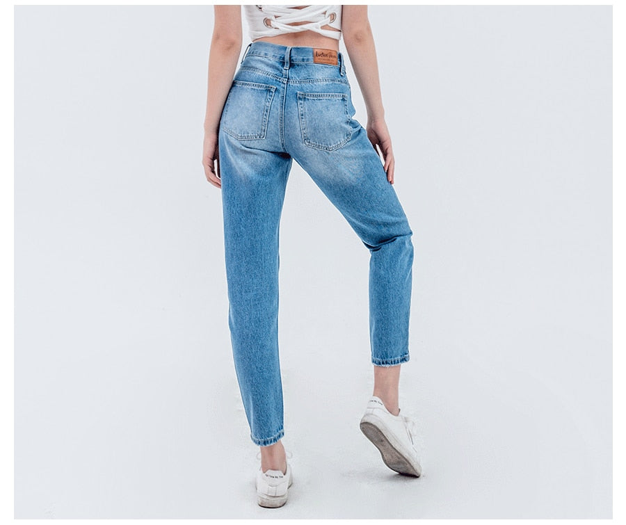 ladies ripped jeans for woman woman mom jeans pants boyfriend jeans women with high waist push up large size - LiveTrendsX