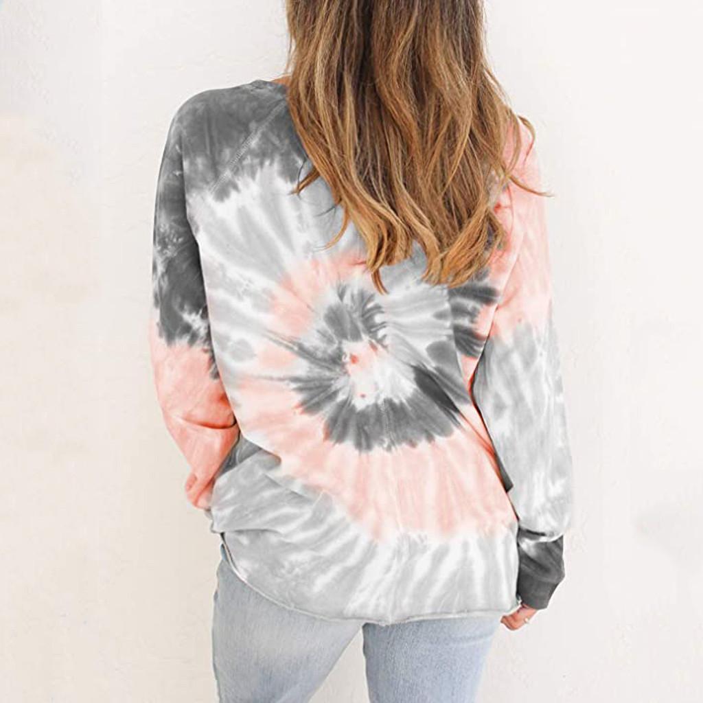 Sweatshirt Women Tie-dye O-neck Gradient Contrast Color Long Sleeve Top Pullover Sweatshirt polerones mujer sudaderas para mujer - LiveTrendsX