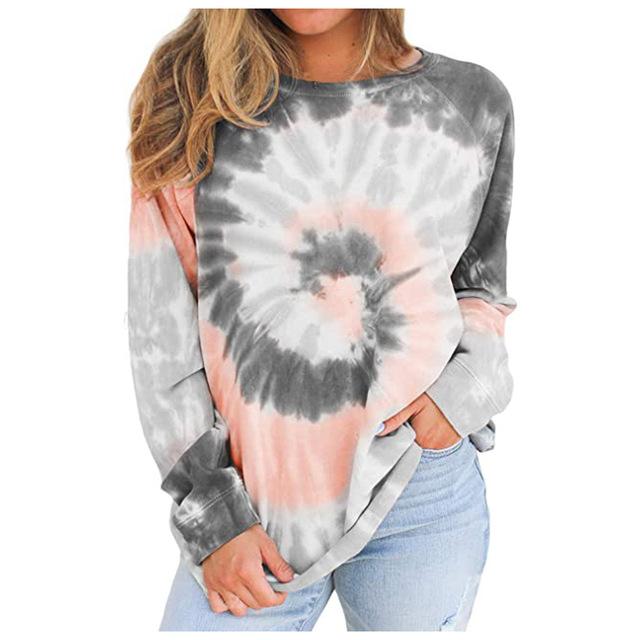 Sweatshirt Women Tie-dye O-neck Gradient Contrast Color Long Sleeve Top Pullover Sweatshirt polerones mujer sudaderas para mujer - LiveTrendsX