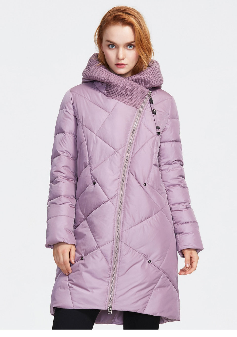 thick cotton long fashion down jacket woman