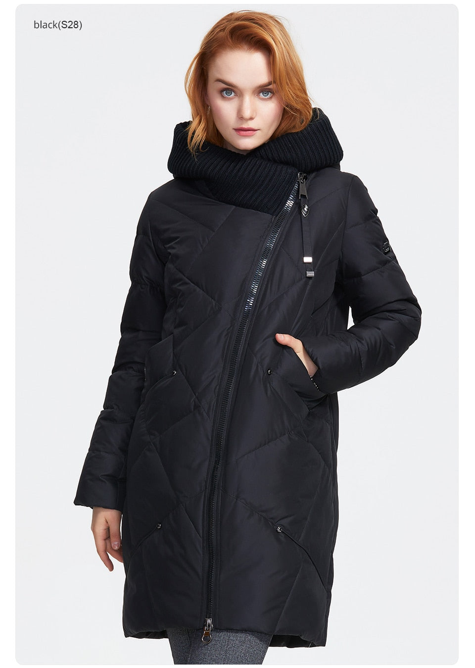 thick cotton long fashion down jacket woman